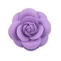 Handmade purple camellia flower brooch made of multi-layer felt for elegant suit styling - No Pearls / Lavender