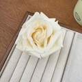 Elegant cream white faux silk rose hair claw clip with 3D petals for French style styling - White Duckbill Clip