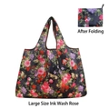 Large foldable shopping bag with ink rose floral pattern made of durable polyester - Large - Ink Rose