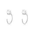 S925 sterling silver cat ear hooks with square zirconia stones on white background - Zirconia Square