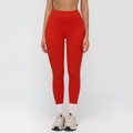 High-waisted brushed yoga leggings in vibrant red color for body shaping and fitness - Red