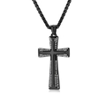 Collar hip hop con colgante de cruz negra, diamantes blancos y cadena de cuerda torcida - Juego de Collar (Con Cadena de 60cm) / Negro