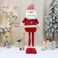 96cm Retractable Santa Claus plush figure with knitted hat and long legs for Christmas decor - Red and White Knitted Santa Claus