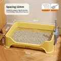 Bright yellow pet toilet with stainless steel mesh grid and anti-slip pads for small dogs - Dog Toilet / 12mm Grid Yellow