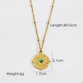 Detailed dimensions of 14k gold starburst necklace with natural green stone pendant - Malachite