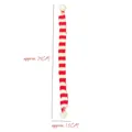 Detailed view of red and white striped Christmas scarf accessory with soft white pom-poms - Red And White Scarf / approx 24*1.5cm