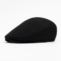 Coppola classica in cotone nero stile newsboy con cuciture laterali e design a berretto - Regolabile / Nero