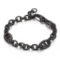 Mattschwarzes Edelstahl-Ankerkettenarmband mit Karabinerverschluss im Punk-Stil - Schwarz (KB150814-KLHQ)