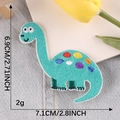 Teal green cartoon dinosaur embroidery patch with colorful dots for clothing and hats - Lake Green Brontosaurus