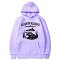 Lavender hoodie featuring black alligator graphic and Everglades FL print on white background - Lavender