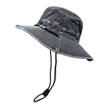 Cappello da sole retrò grigio in cotone lavato con cordino regolabile per outdoor e trekking - M (56-58cm) / Grigio