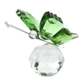 Elegant green faceted crystal butterfly ornament on a clear faceted crystal ball base - Green