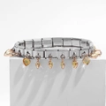 Detail of Italian style stainless steel modular bracelet with yellow heart crystal charms - Heart Pendant Yellow (18 Links)