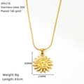 Detail of 18K gold plated stainless steel sun tarot pendant with dimension specifications - Sun Circle Style (SP621G)