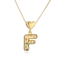 18K gold plated necklace with letter F pendant featuring colorful zircon stones - Letter F