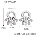 Silver stainless steel octopus shell pearl stud earrings with U-shaped design - Silver Steel Octopus Pearl Earrings / Steel