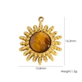 Tiger eye sunburst pendant in golden stainless steel, 16.3mm by 13.8mm size - Starlight Sun Pendant - Yellow Tiger Eye