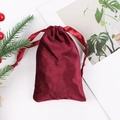 Burgundy velvet drawstring pouch for jewelry gift storage with festive decoration - 8*10cm / Burgundy