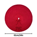 Jupe de sapin de Noël tricotée rouge de 62cm avec motif de losanges et nœuds - Diamètre 62 CM/24 Pouces / Rouge