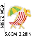 Detailed embroidery patch showing a beach scene with precise size 6cm by 5.8cm dimensions - Beach Scene Style (X15SD-095-12)