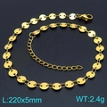 Cavigliera regolabile in acciaio inossidabile placcata oro 18K per donna 220mm - Oro 5mm(KJ4629-ZJZL)