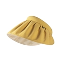 Ginger yellow open-top sun hat for women with pleated wide brim and metal side detail - Yellow