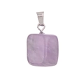 Purple square natural crystal gemstone pendant with silver metal bail on white background - Purple Crystal