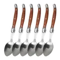 Set di 6 cucchiai in acciaio inossidabile con manici in legno e decorazione ape - Set di 6 cucchiai da tavola
