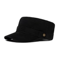 Berretto militare nero in cotone lavato con fibbia in metallo vintage per uomo - Nero