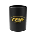 Matte black cylindrical kitchen storage tube with vintage yellow Kitchen lettering - Black Storage Bucket (Kraft Box)