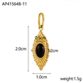 Detalle de colgante vintage chapado en oro con piedra natural negra y medidas - Hoja de Oro Con Piedra Negra (AP41564B-11)