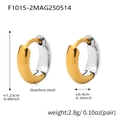 Polished stainless steel hoop earrings with two-tone gold and silver finish - Two-tone (F1015-2)