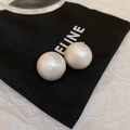 Minimalist cream round spherical stud earrings with elegant satin pearl finish for women - Pearl Style Studs / White
