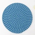 Round woven cotton table mat in blue and green mixed colors for heat insulation - Sky Blue Mixed