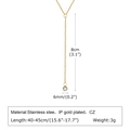 Gold-plated stainless steel Y-necklace with CZ stone and 8cm drop fringe detail - 1576-Round Zircon Y-Shape