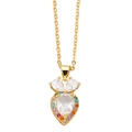 Elegante gouden ketting met druppelvormige hanger bezet met gekleurde CZ-stenen en kristal - Gouden Regenbooghart