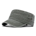 Gorra militar gris de algodón lavado con acabado vintage y orificios de ventilación - Ajustable / Verde Militar