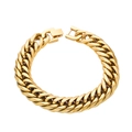 Bracciale a catena cubana in acciaio inossidabile dorato da uomo con chiusura a scatto - Medio / Oro