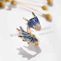 Verstelbare gouden drakenring met fonkelende sterrenblauwe emaille vleugels - Blauw