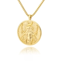 Golden double-layer necklace featuring a vintage Hecate goddess relief pendant with box chain - Hecate Goddess Relief Box Chain