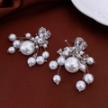 Dettaglio macro di orecchini in argento con perle finte e design a grappolo di cristalli - Argento (Perno in argento)