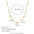 Elegant 18K gold plated stainless steel necklace with bead chain and zircon pendant - Round Zirconia Fine Bead Style (Gold-10)