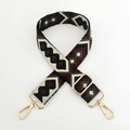 Detail of 3.8cm jacquard embroidered bag strap with golden metal swivel lobster clasps - Purple Red Green Beige