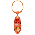 Orange Halloween pet tie featuring ghosts and pumpkins with adjustable elastic strap - Orange Festival Elements (NT267-6)