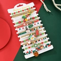 Close-up of 12-piece Christmas beaded bracelet set with snowman and tree charms - SY0629