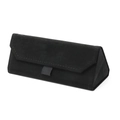 Foldable black triangle sunglasses case made of premium suede with a minimalist design - Black