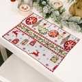 Christmas reindeer knitted placemat with festive bells and holly berries decor - Elk Style
