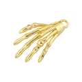 Detailed view of a golden skeleton hand pendant featuring a small sparkling diamond accent - Skeleton Hand / Gold