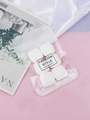 Detail view of 6 white square makeup puffs with mesh texture in minimalist packaging - 6Pcs Square White + OPP Bag