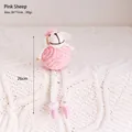 Pink knitted sheep doll hanging ornament for Christmas decor, size 26x12cm - Pink Sheep Knitted Doll